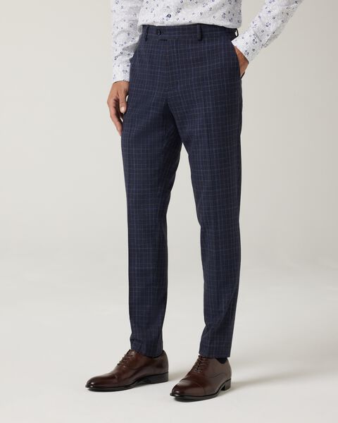 Slim stretch checked tailored pant, Navy, hi-res